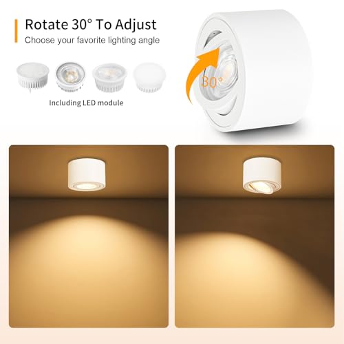 GeyouLux Dimmable LED Adjustable Projection Spotlight, 5 W Ceiling Spotlights, Diameter 80 x 50 mm, 3000 K/4000 K/6500 K, 30 Rotation Bathroom