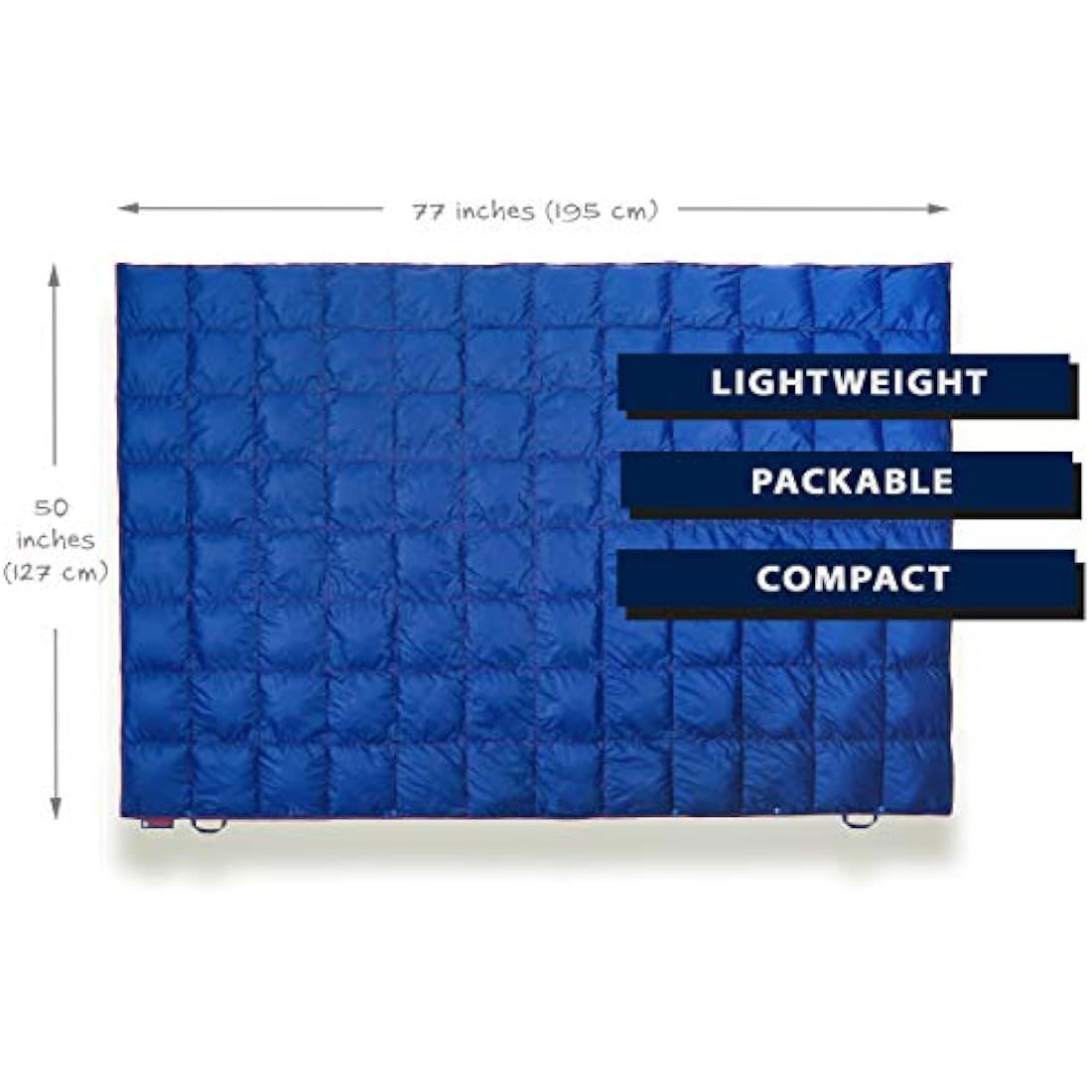 Get Out Gear Down Camping Blanket - Lightweight Warm and Packable | Ideal for Backpacking,Travel, Festivals, Beach, Hammock | 650 Fill Power Water-Resistant Backpacking Quilt (Blue/Red)