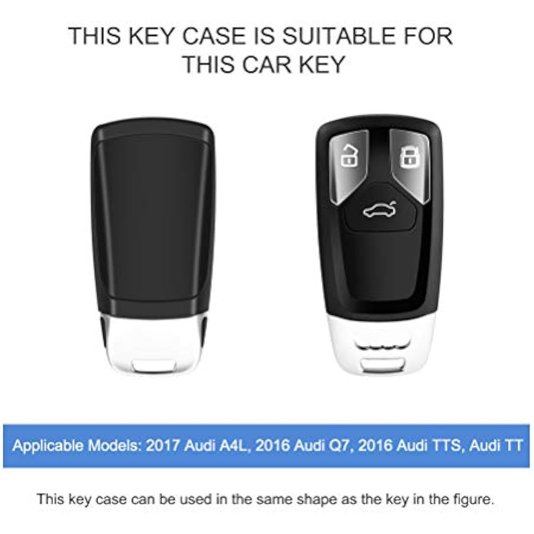 OATSBASF Car Key Cover Compatible with Audi A4L A6L A8 Q5 Q7 TTS TT Silicone TPU 3 Buttons Key Box Shell (Red-Stripe)