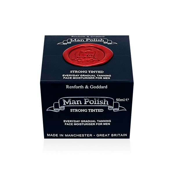 Man Polish Strong Tinted - Premium Gradual Self Tanning Face Moisturiser for Men 50ml