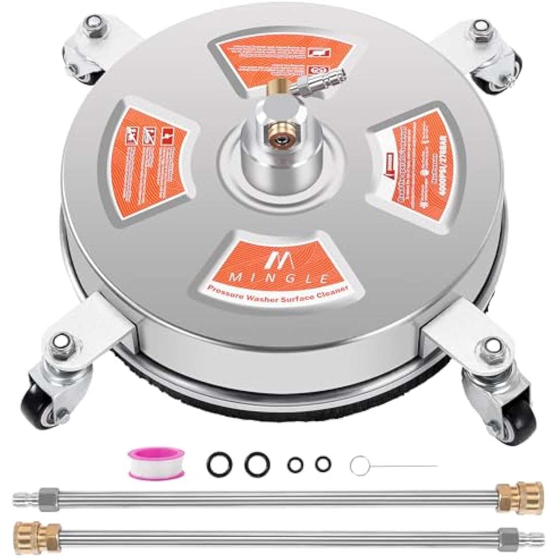 M MINGLE 14'' Pressure Washer Surface Cleaner Attachment, Driveway Power Washer Accessory with 2 Extension Wand, 1/4" Quick Connect, 4000 PSI