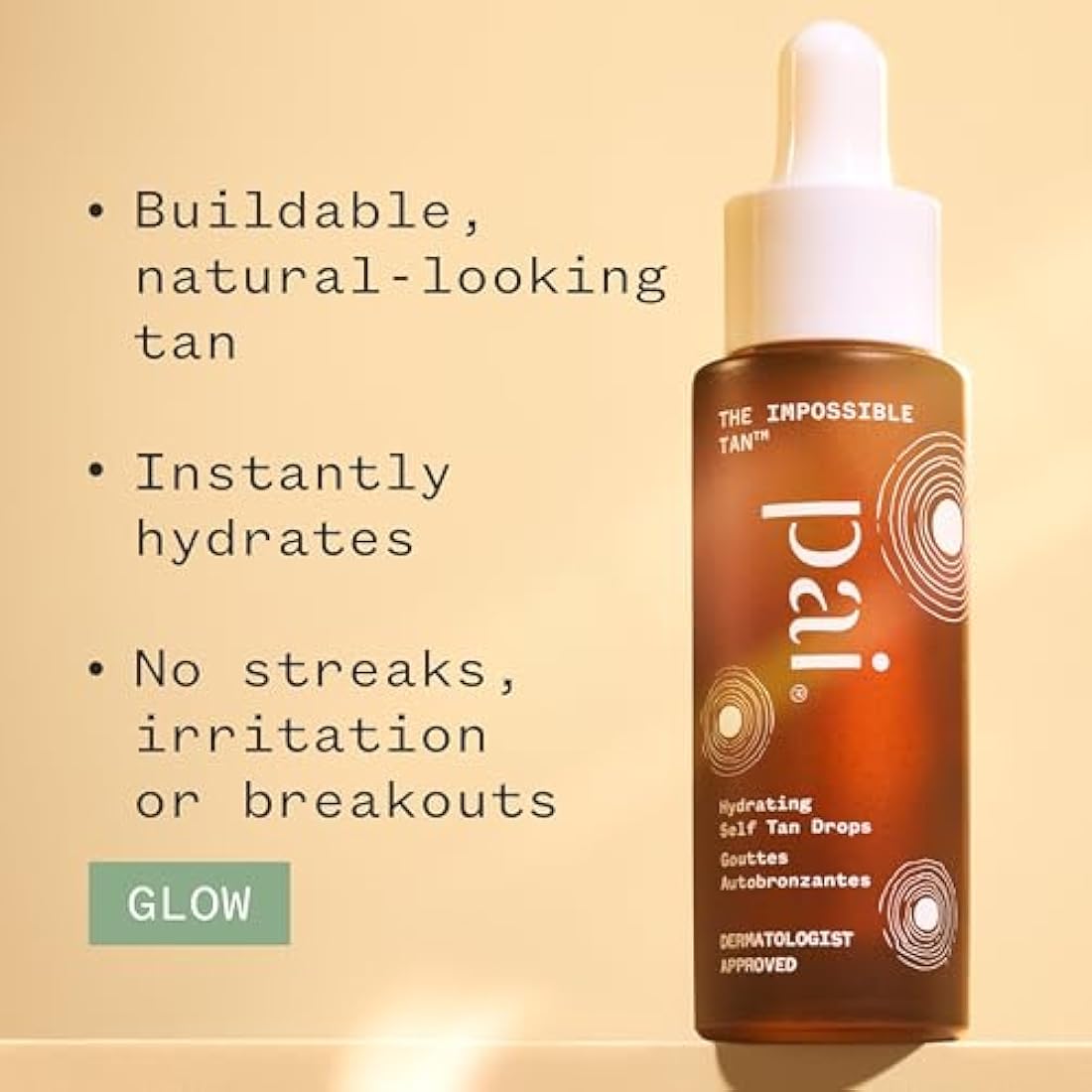 Pai Skincare The Impossible Hydrating Self Tan Drops 30ml, for Sensitive Skin, Face Tanning Drops for Gradual Tan, With DHA & DHB, Suitable for All Skin Tones, Develops within 2-4hrs