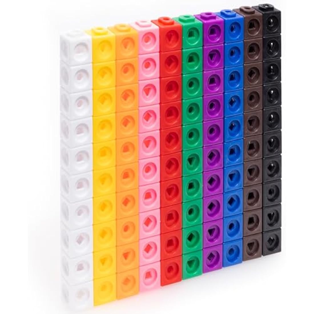 Maths Cubes - 100-Piece Set of Fidget Linking Cubes for Early Learning and Maths, with 10 Colours and Geometric Shapes, Perfect for Classroom and Home