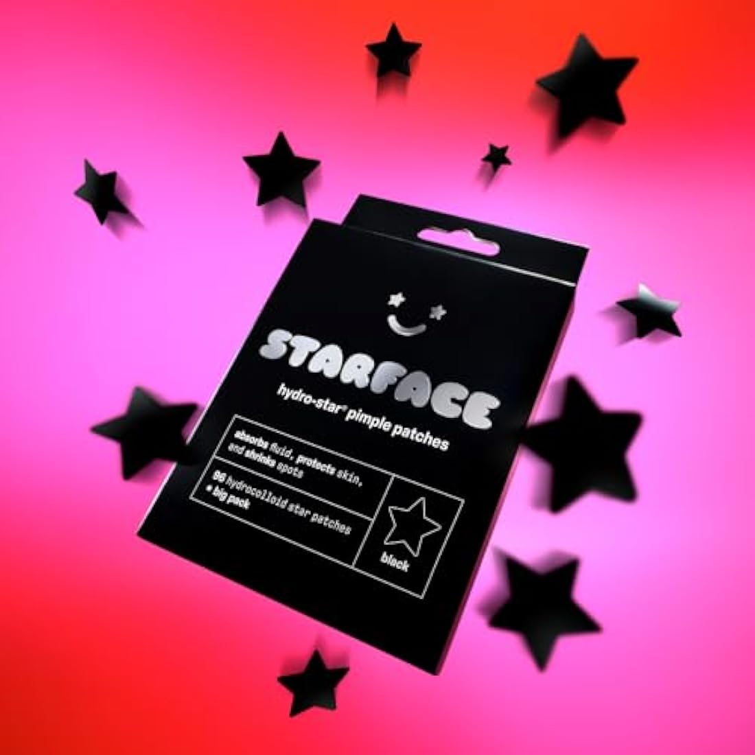 Starface World Black Star Big Pack, Hydrocolloid Pimple Patches, Absorb Fluid and Reduce Redness, Cute Star Shape, Cruelty-Free Skincare (96 Count)