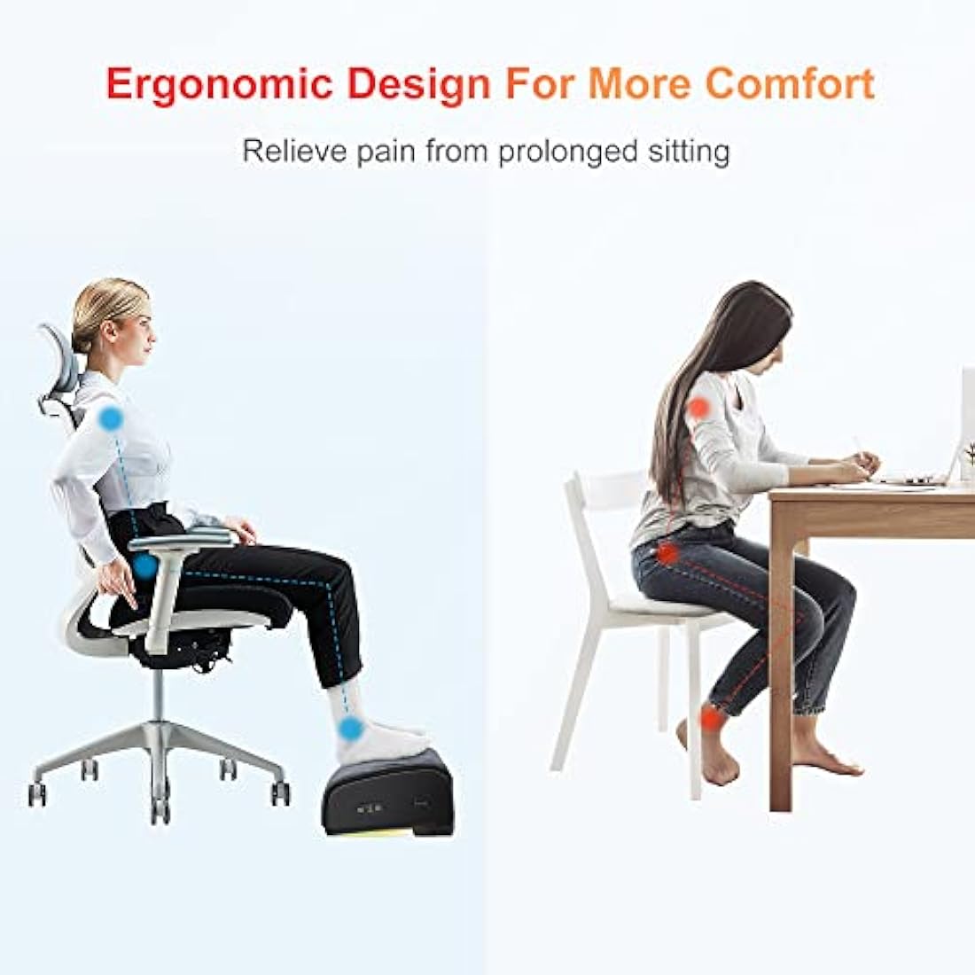 COMFIER Foot Rest with Heat Under Desk for Home Office Use, Foot Warmer, Adujtsable Ergonomic Foot Stand, Gaming Desk Footstool, Memonry Foam Support Cushion for Back, Gifts for Women Men