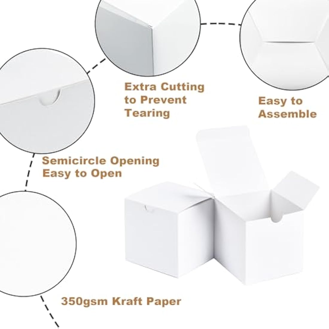 SHIPKEY 10PCS White Cardboard Gift Boxes with lids |10x10x10 cm Square Boxes | Small Gift Boxes Suitable for Party, Wedding, Christmas, Holidays, Birthdays and All Other Occasions