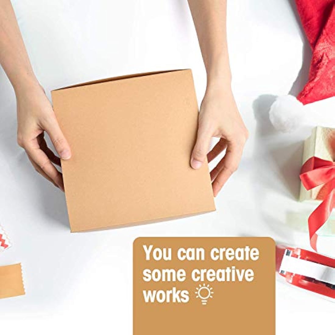 Switory 25pc Present Boxes with Lids, 20x20x10cm, Kraft Paper Gift Boxes for Crafting, Cupcake, Cardboard Bridesmaid Proposal Box,Brown Wedding Favor, Gift Ornaments, Easy Assemble Boxes