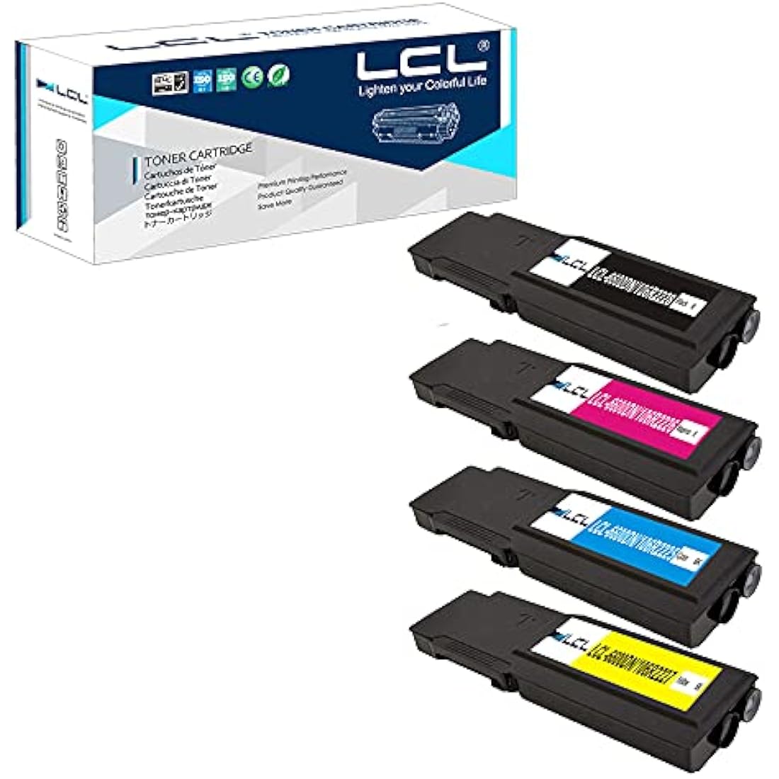 LCL Compatible Toner Cartridge 6600 6600N 6600DN 6605N 6605DN 106R02248 106R02232 106R02229 106R02230 106R02231 High Yield (4PK KCMY) Replacement for Xerox Phaser 6600 6600dn 6600n 6600ydn