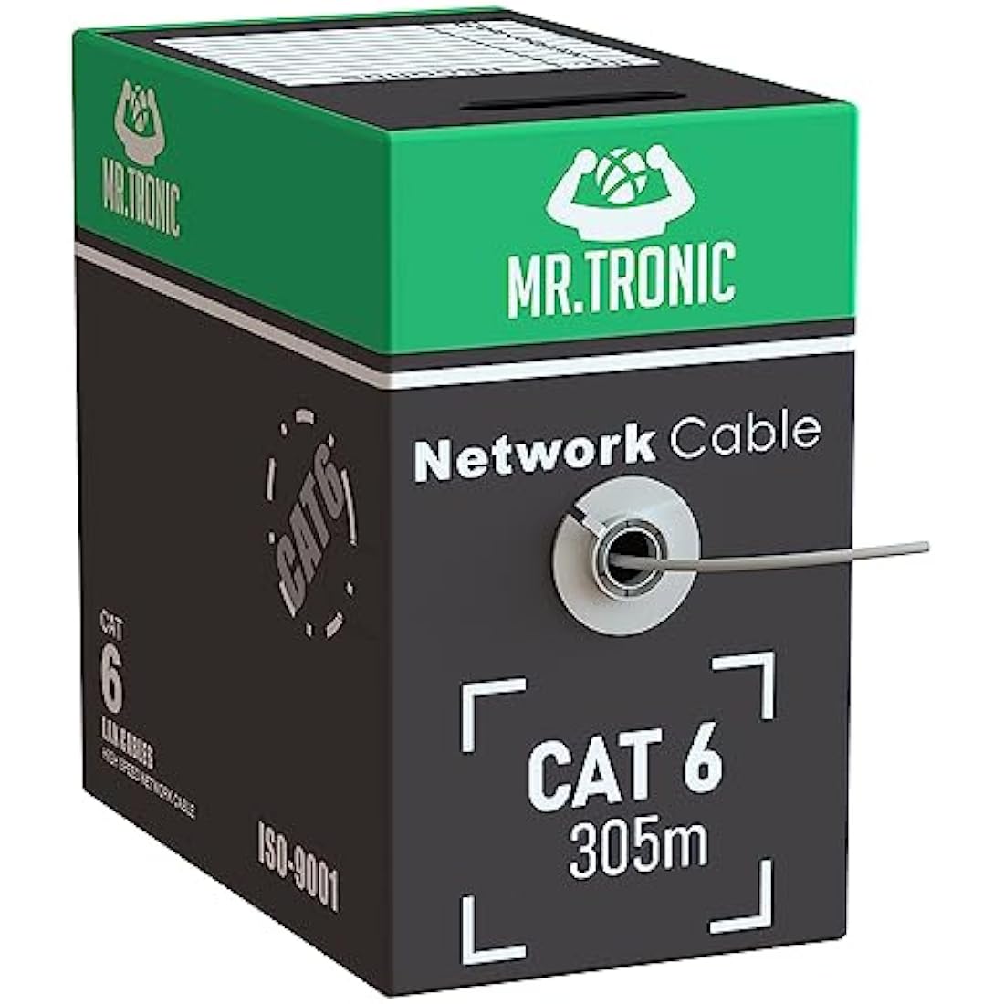 Mr. Tronic Bulk Cat 6 Ethernet Cable 305m, High Speed LAN Ethernet Network Cable, 305m Bulk Cat6 Internet 1 Gbps, 250 MHz, ADSL AWG24, UTP CCA (305 Meters, Grey)
