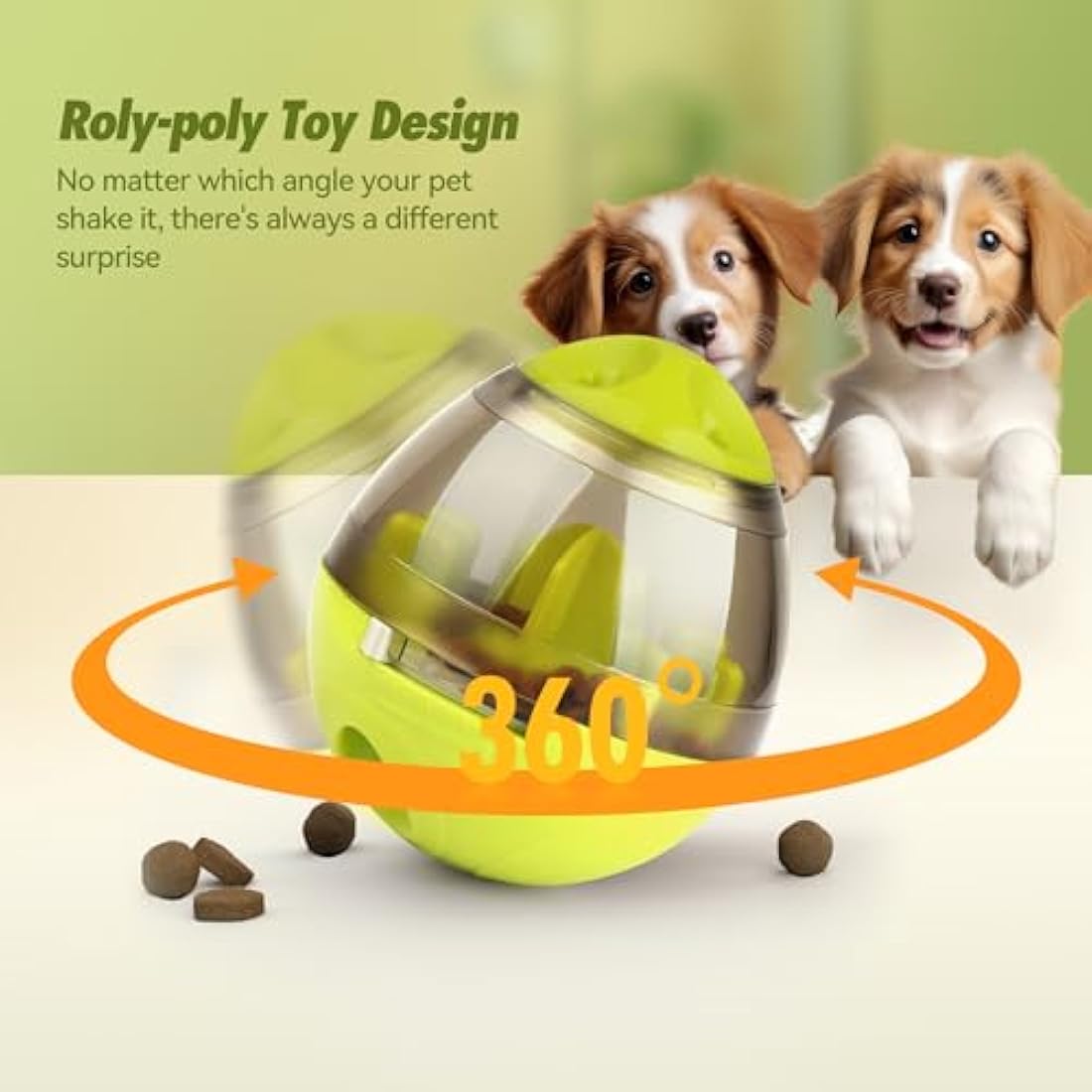 Zellar Treat Dispensing Dog Toy - Dog Treat Ball/Food Dispenser/Interactive Toys/Slow Eating IQ Treat Ball for Small Medium Dogs and Cats (Green)