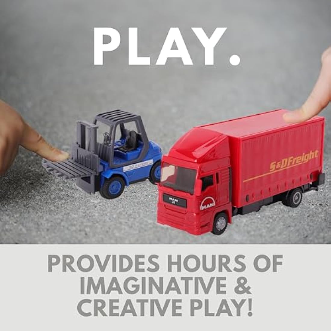Toyland®- 15cm(6") Red MAN Freight Truck And Forklift - Transport Goods -Load And Go - 1:48 Scale - Kids Toy