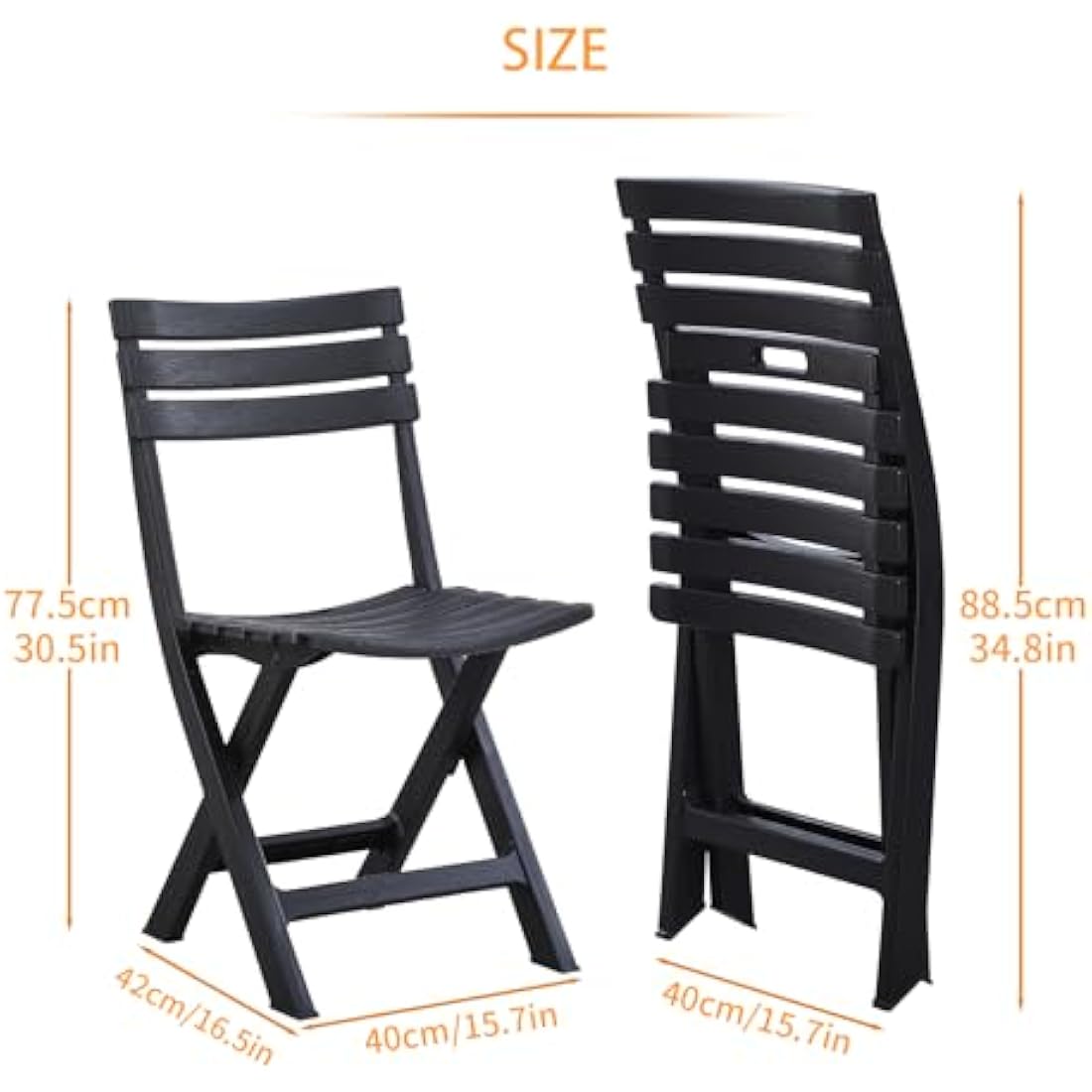 BOOSDEN Folding Plastic Chairs 4 Pack, Foldable Patio Stackable Chairs with Backrest for Outdoor Indoor Camping Picnic Dining Party Wedding Event Black