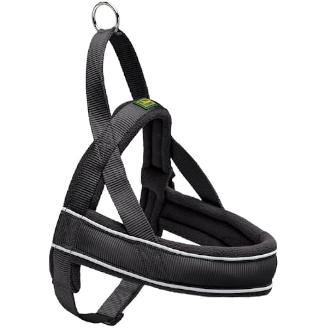 Hunter Racing Norwegian harness for dogs, nylon, reflective, coat-friendly, Black, L