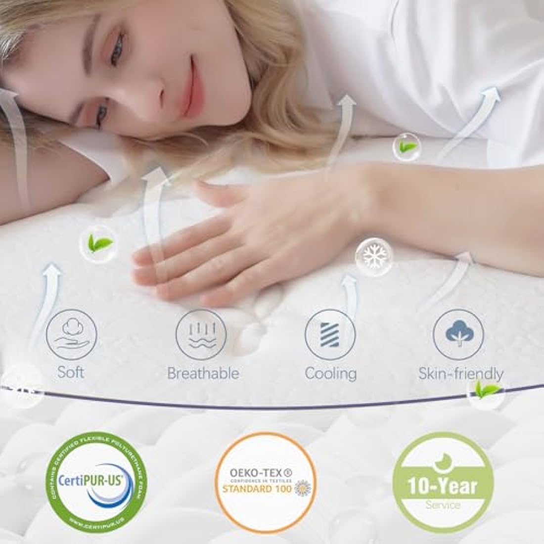 Bednew Single Mattresses 30cm, 12 Inch Innerspring Hybrid Mattress Single with Breathable Foam and Pocket Spring For Cool Comfort Sleep, Medium Firm Mattress(90x190x30cm)