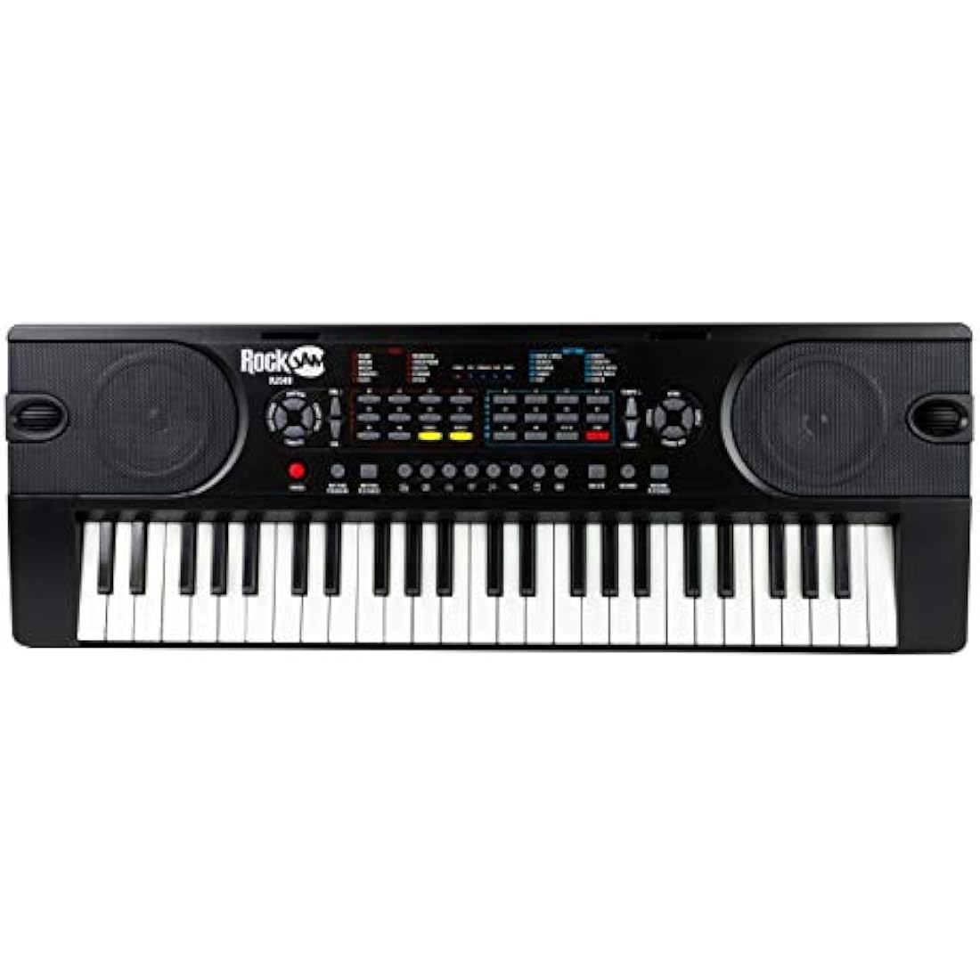 RockJam 49 Key Keyboard Piano with Power Supply, Sheet Music Stand, Piano Note Stickers & Simply Piano Lessons., Black