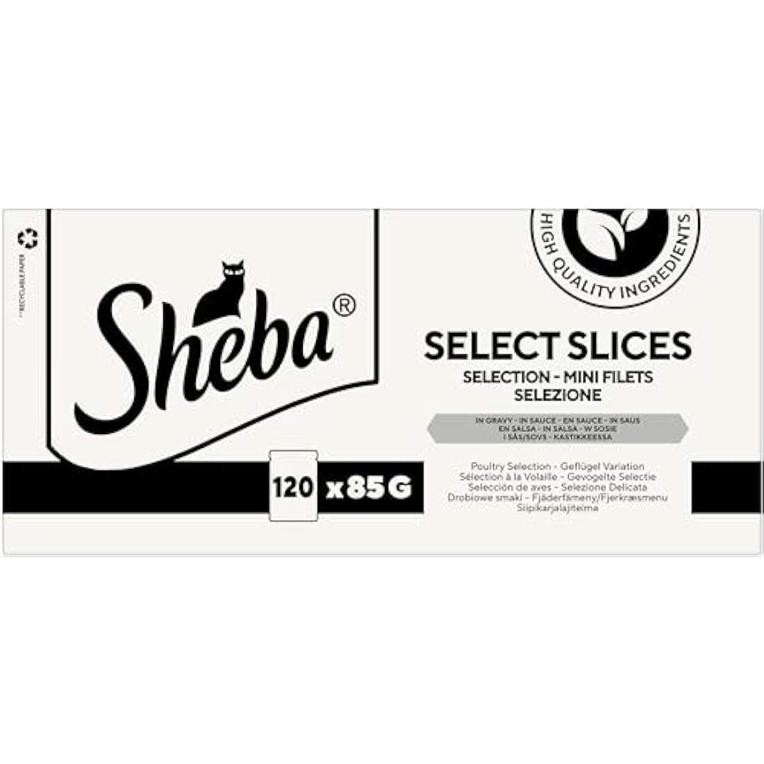 Sheba Select Slices Cat Food Pouch for Adult Cats with Duck, Turkey, Chicken and Poultry in Gravy 120x85g