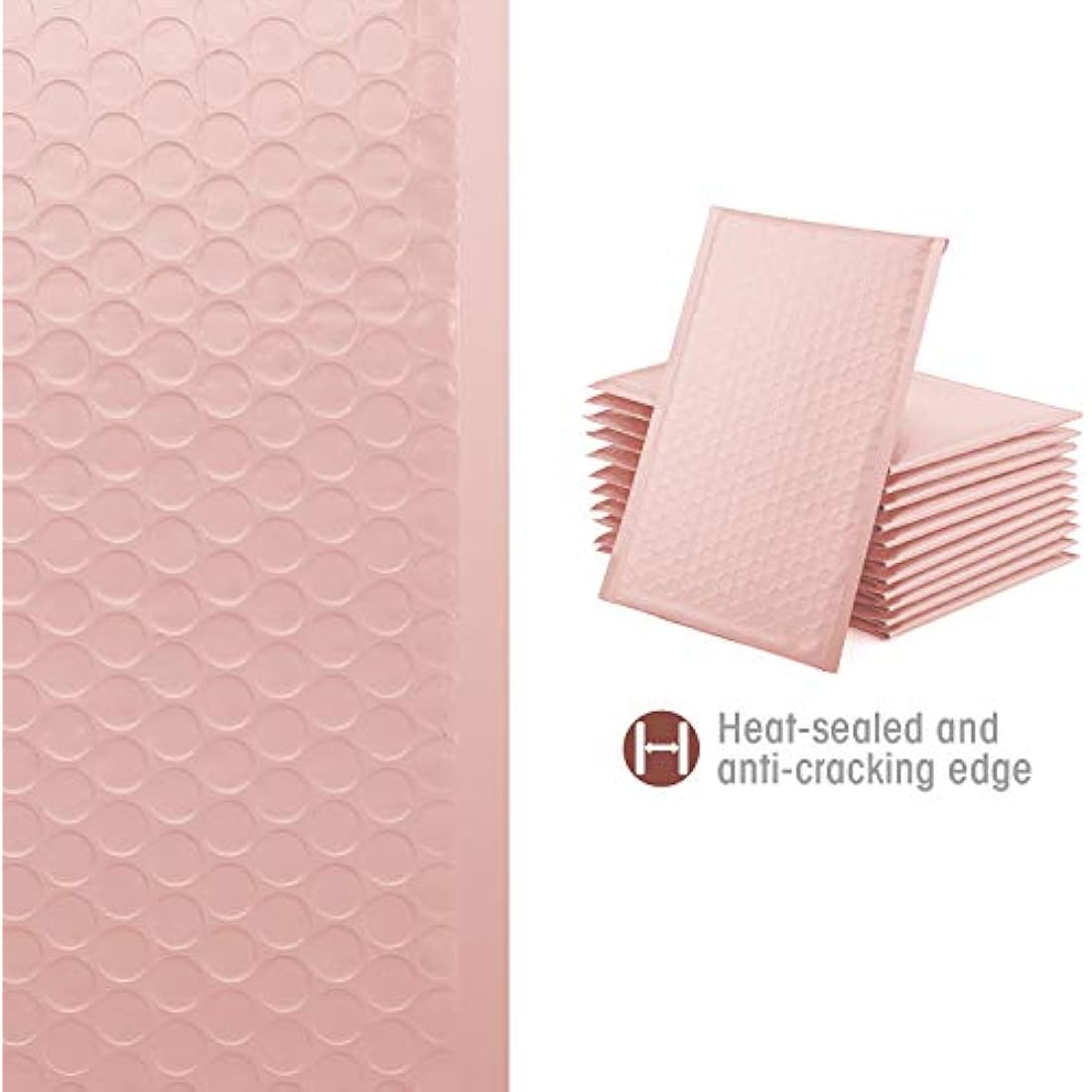 Switory 50Pcs Poly Bubble Mailers, 10.2x17.7cm Padded Envelopes Bubble Lined Wrap Polymailer Bags for Shipping Packaging Mailing Self Seal, Pale Pink (Outside Size: 10.2x22.3cm)