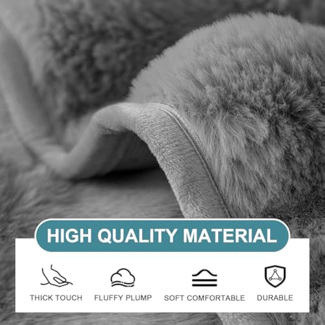 SHANNA Thick Rabbit Plush Sofa Cover 1 2 3 Seater, New Universal Non-Slip Corner Sofa Cover L Shape Super Soft Faux Fur Sofa Slipcovers for Living Room(Grey, 110 * 110cm Chaiselongue Cover)