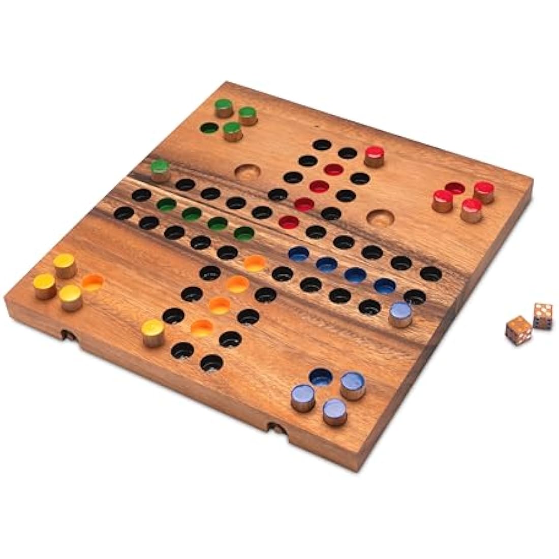 LOGOPLAY Ludo Classic Family Board Game 2-4 Players Fun Game for Kids and Andults Playing field 26 x 25 cm - wooden dice game