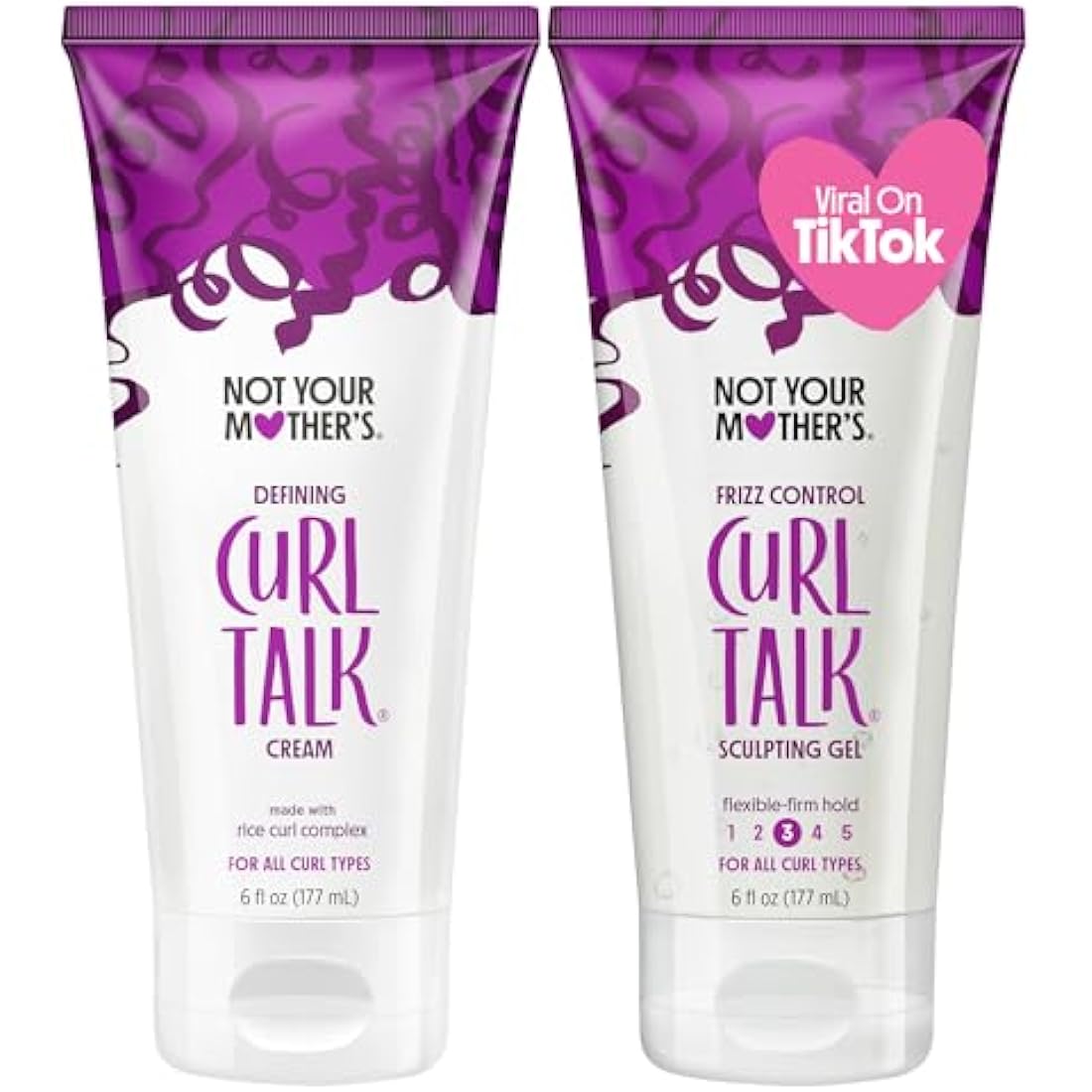 Not Your Mother's Curl Talk Frizz Control Sculpting Gel and Defining Cream (2-Pack) - 6 fl oz - Formulated with Rice Curl Complex - For All Curly Hair Types