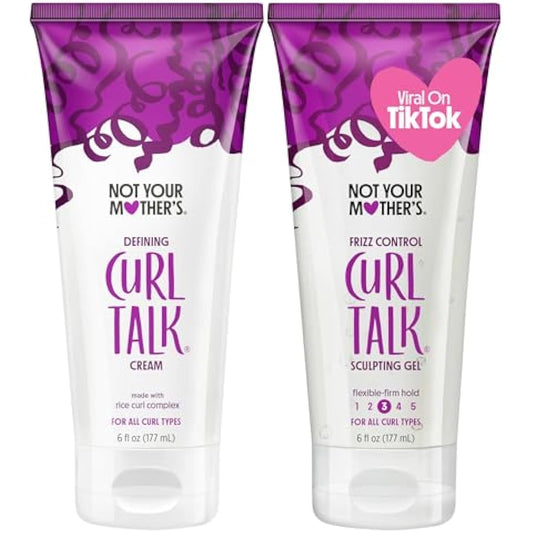 Not Your Mother's Curl Talk Frizz Control Sculpting Gel and Defining Cream (2-Pack) - 6 fl oz - Formulated with Rice Curl Complex - For All Curly Hair Types