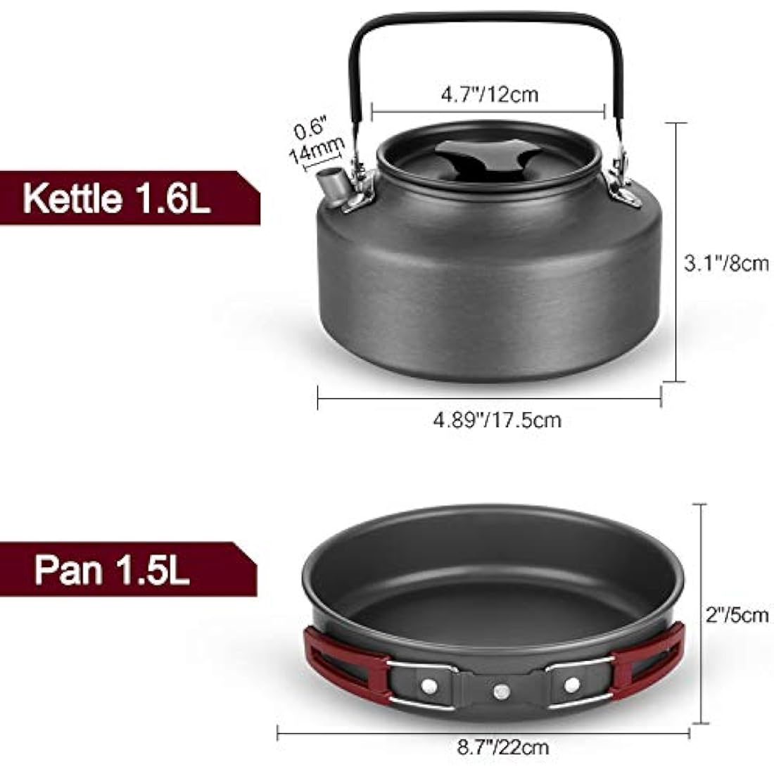 Odoland Camping Cookware Kit for 3-4 People Portable Stainless steel Cooking Set for Camping, Backpacking, Outdoor Cooking and Picnic