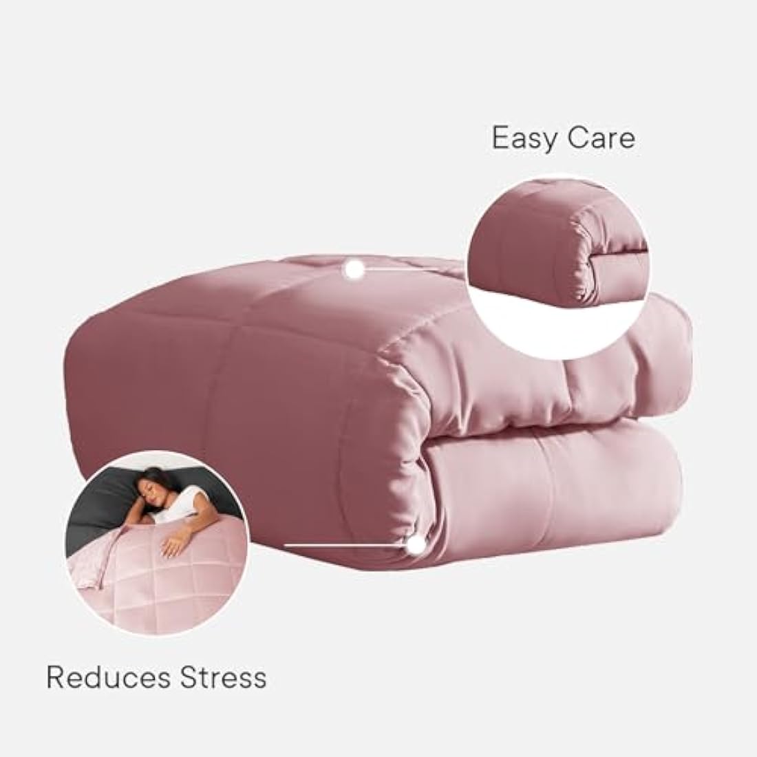 Brentfords Weighted Blanket 4kg for Adults Therapy Anxiety Autism Sensory Insomnia Stress Relief, Single - Blush Pink - 125 x 150cm - (Disclaimer Only suitable for age 3+ years)