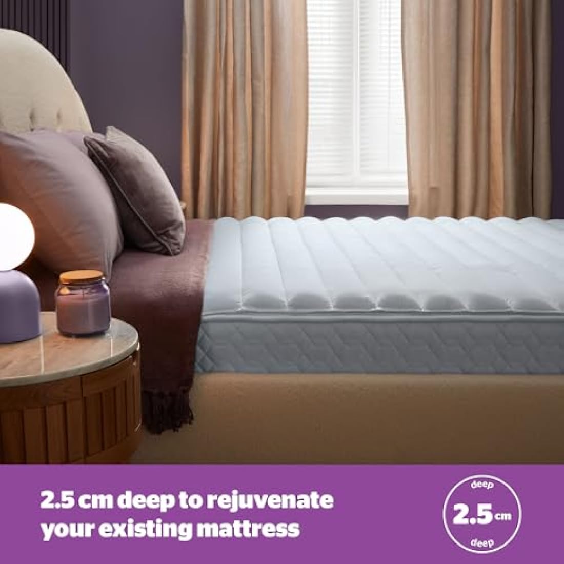 Silentnight Deep Sleep Mattress Topper Single Bed - Soft Supportive Comfortable Durable Bed Topper with Easy Fit Elasticated Straps - Hypoallergenic and Machine Washable - Single - 190x90cm