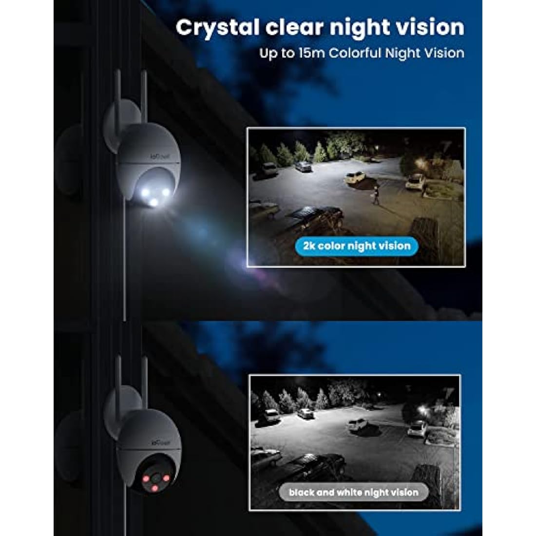 ieGeek 5MP 2.4/5Ghz Security Camera Outdoor, 360° PTZ CCTV Camera Systems,15M Color Night Vision, WiFi Home IP Camera, Human Detection, Siren and Light Alarm, 2-Way Audio, Alexa, Memory/Cloud(Wired)
