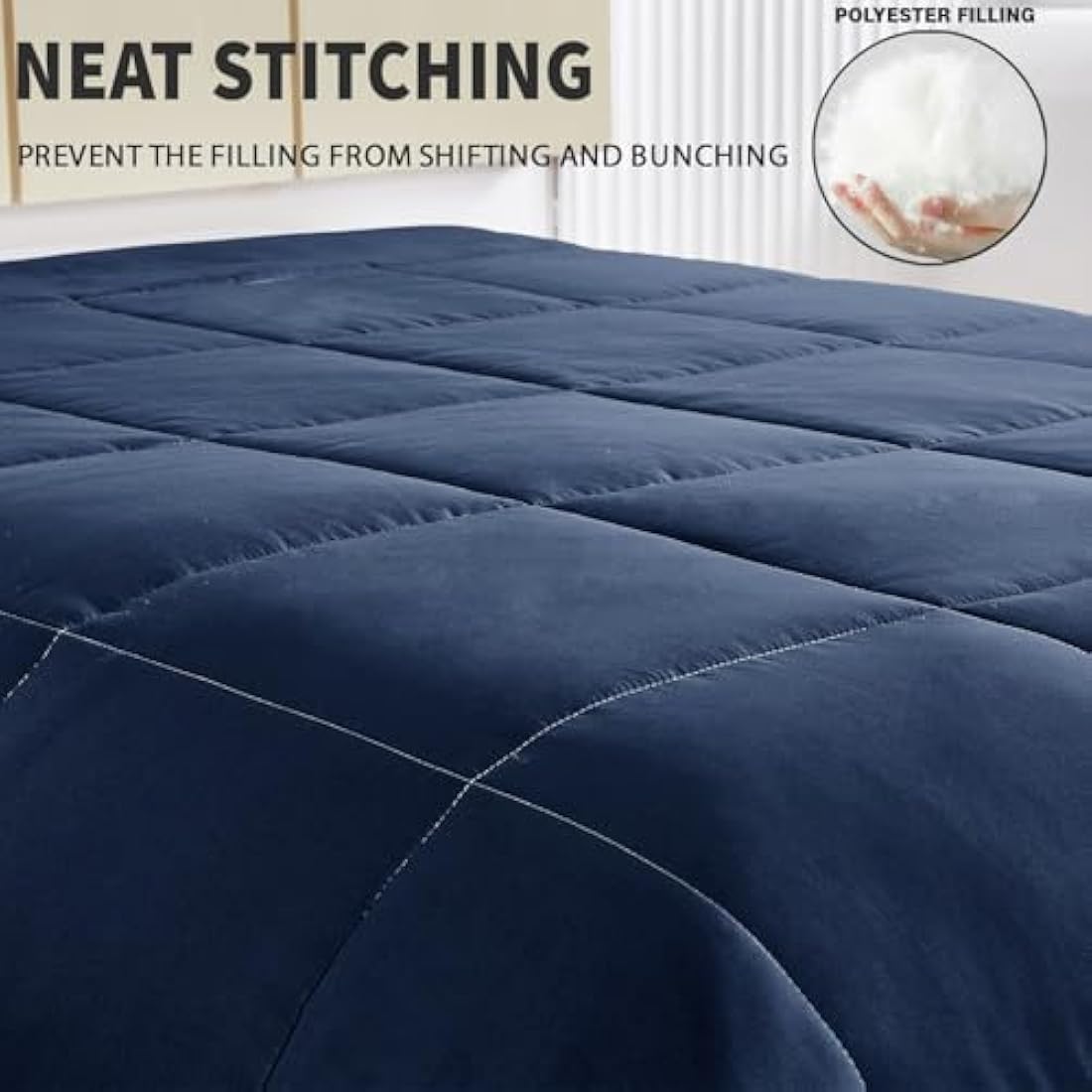 Exclusivo Mezcla 7.5 Tog King Size Duvet All Seasons, Ultra Soft Reversible Coverless Duvet, Lightweight Down Alternative Comforter, 230x220 cm Navy/Blue