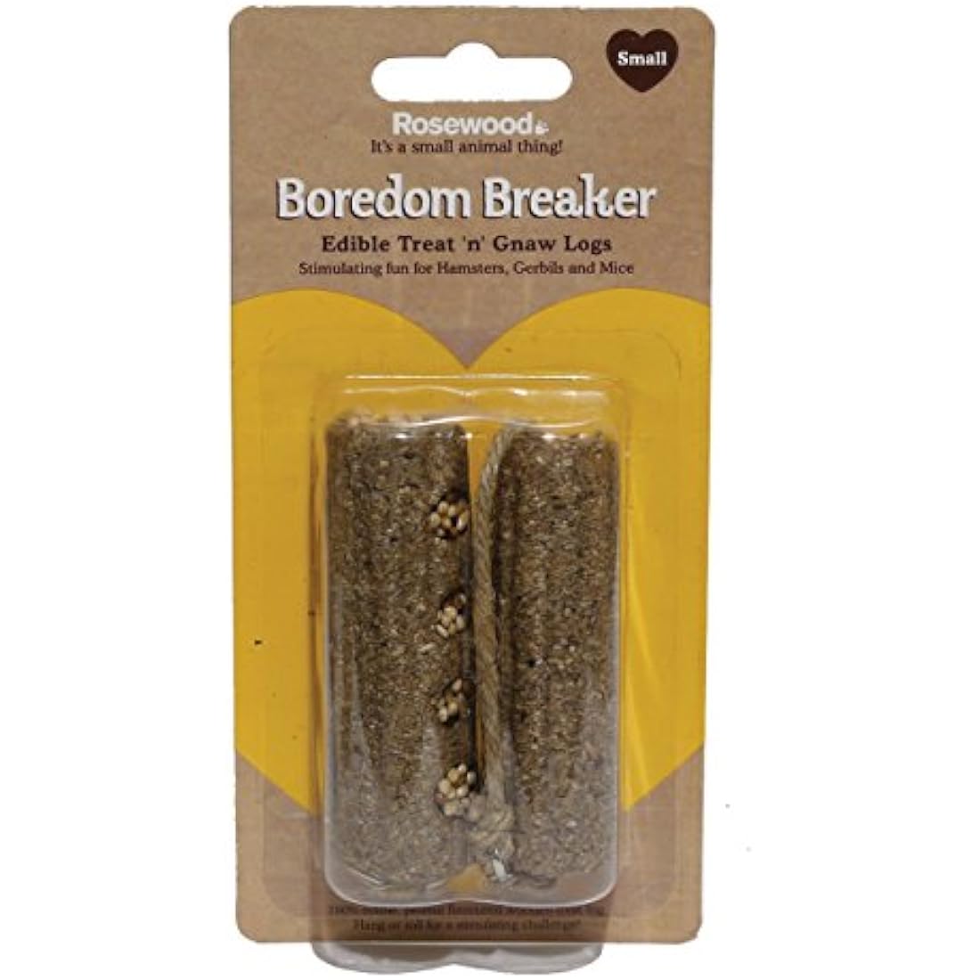 Rosewood Boredom Breaker Treat 'n' Gnaw Logs – 2-Pack Edible Chew Toys for Rabbits, Guinea Pigs, Hamsters, Mice and Small Pets – Natural Gnaw Logs for Dental Health and Enrichment