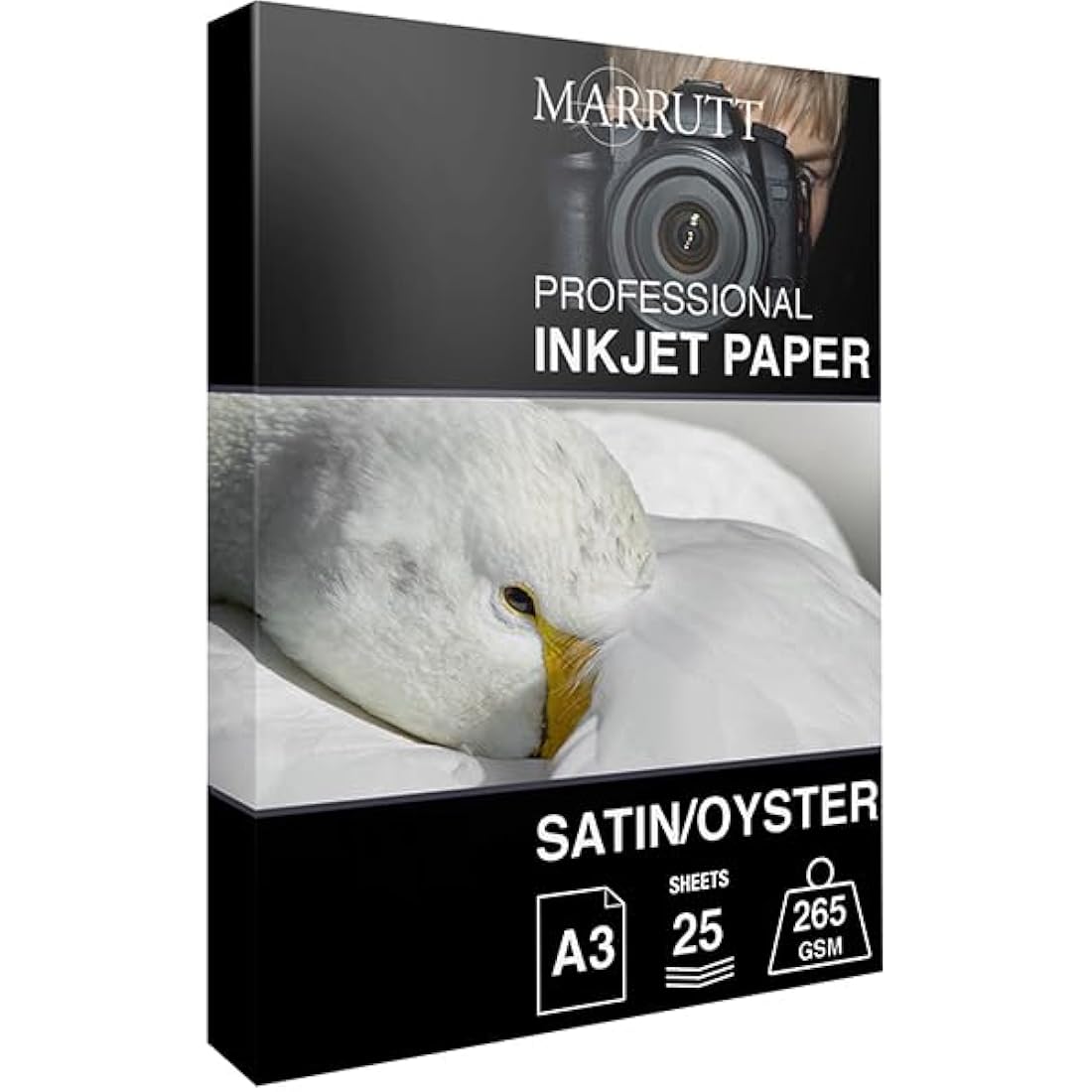 Marrutt 265gsm Pro Photo Satin/Oyster Inkjet Paper: A3-25 Sheets