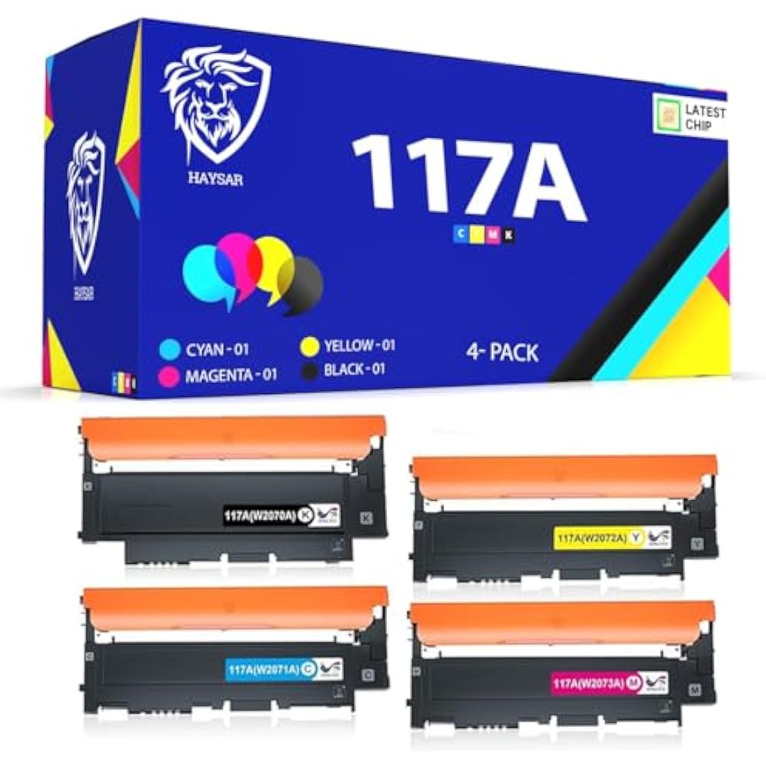 Replacement Compatible With HP 117A 4-Colour Black Cyan Magenta Yellow Toner Cartridges For HP Colour Laser 150 150a 150nw MFP 178nw 178nwg 179fng 179fnw 179fwg W2070A W2071A W2072A W2073A