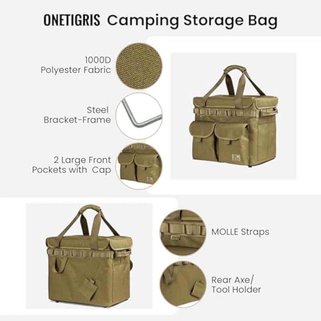 OneTigris Camping Storage Bag with Lid, 25L Collapsible Tactical Tote Bag for Outdoor Camping Travel Picnic Garage Trunk Organizer