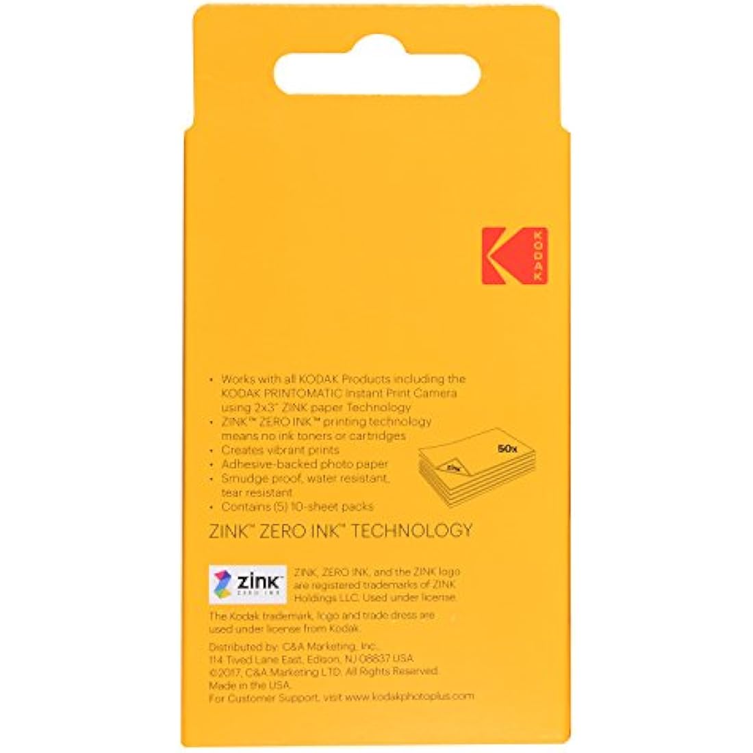 Kodak 5x7 cm Sticky-Backed ZINK Photo Paper (50 Sheets) Compatible With Kodak Printomatic Instant Camera