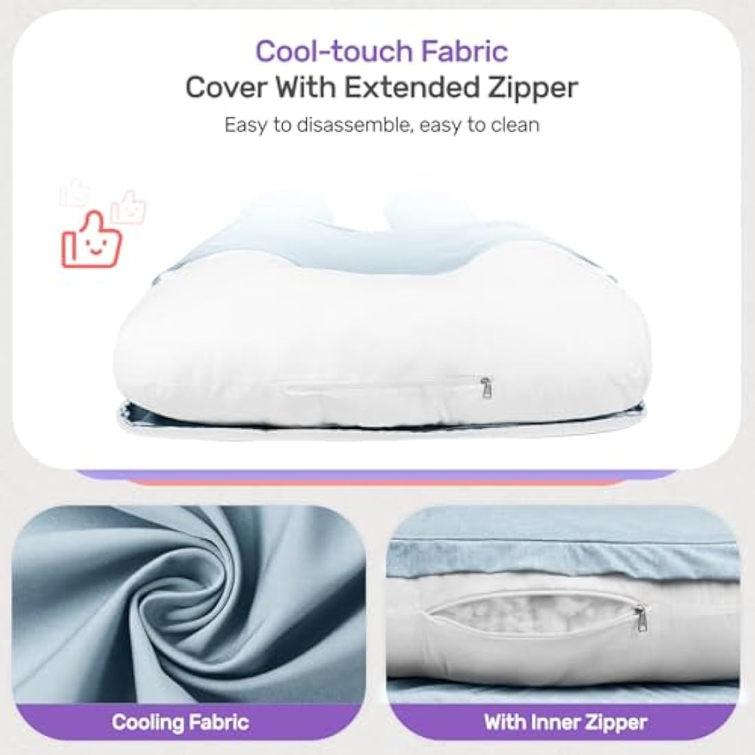 Nuliie Pregnancy Pillow for Sleeping, U Shaped Full Body Pillow with Washable Cooling Fabric Cover, Maternity Pillow Support for Back, Hips, Legs for Pregnant Women (Cooling Light Blue)