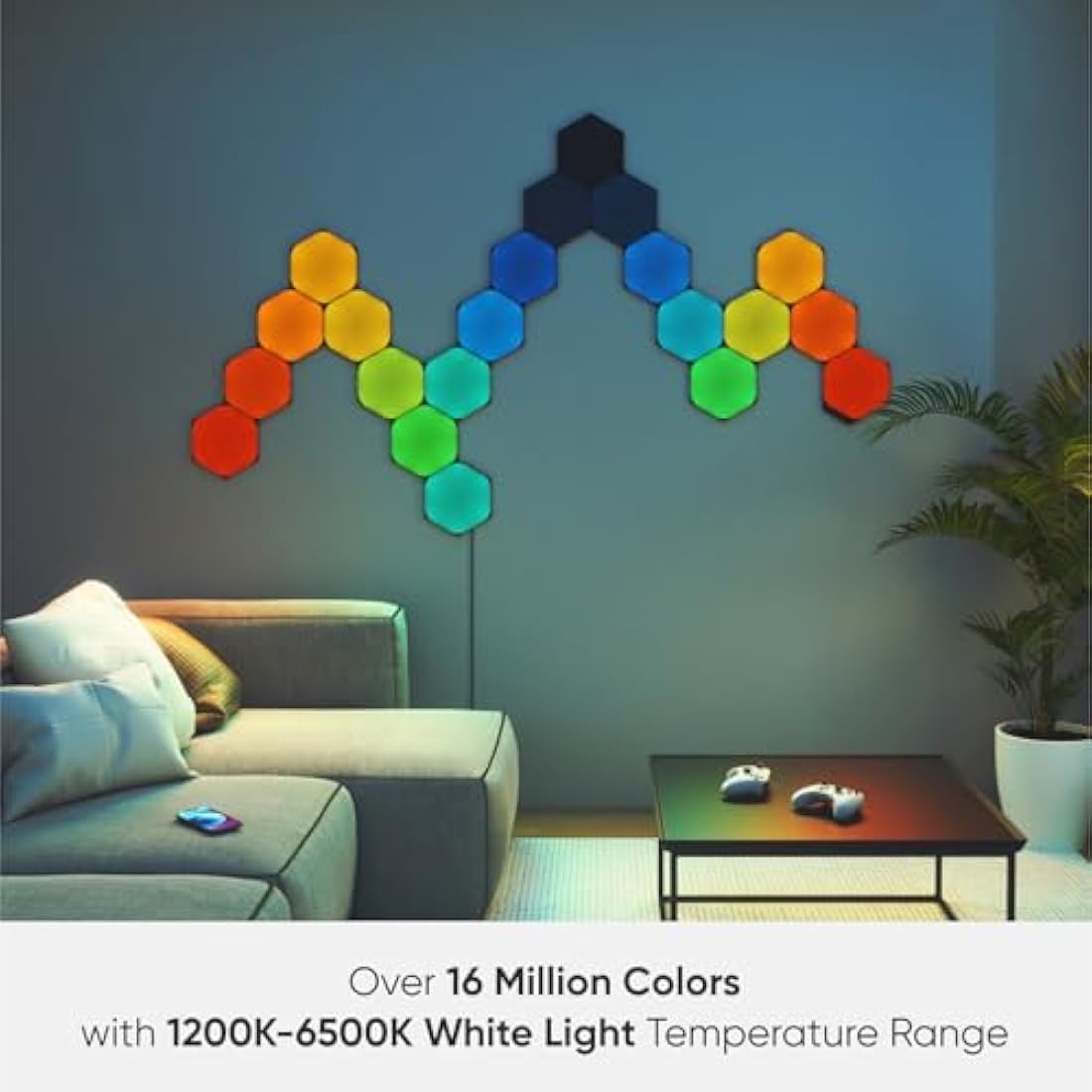Nanoleaf Shapes Ultra Black Hexagon Starter Kit, 9 Smart Light Panels LED RGBW - Modular Wi-Fi Colour Changing Wall Lights, Works with Alexa Google Assistant Apple Homekit, for Room Decor & Gaming