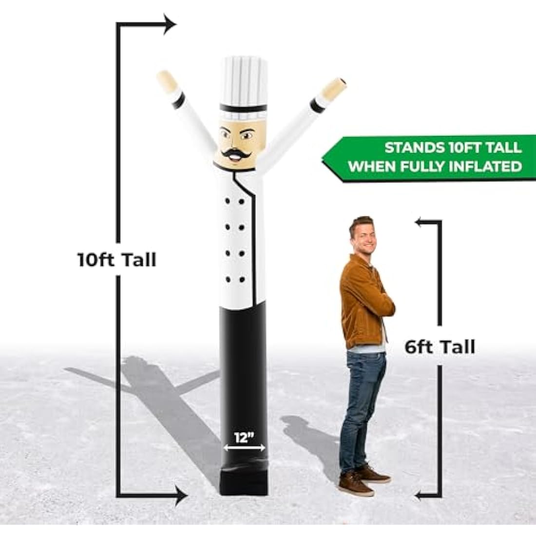 LookOurWay Air Dancers Inflatable Tube Man Attachment - 10 Feet Tall Wacky Waving Inflatable Dancing Tube Guy for Business Promotion (Blower Not Included) - Restaurant and Food Themed - Chef