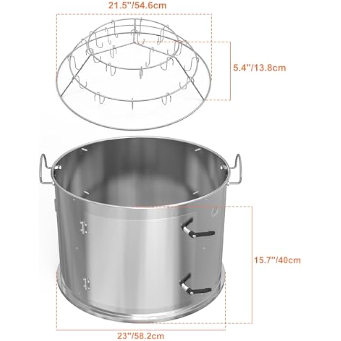 Onlyfire Stainless Steel Smoking Chamber Middle Cooking System for Weber 57cm Kettle Charcoal Grill (Ring+ Bacon Hanger Rack Kit), Turn your Kettle into Smoker Charcoal Grill
