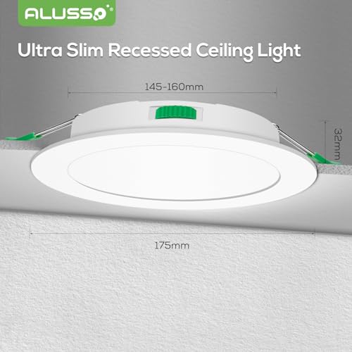 LED Downlights 15W Ultra Slim Recessed Ceiling Spot Lights Dimmable 1200LM, Warm White 3000K Neutral White 4000K Cool White 6500K Adjustable, IP44