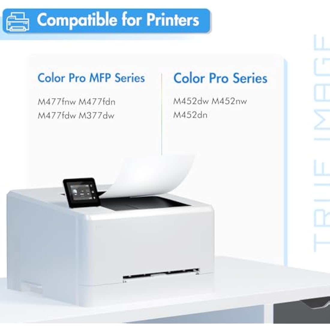 TRUE IMAGE Compatible Toner Cartridge Replacement for HP 410A CF410A 410X CF410X Laserjet Pro MFP M477fdw M477fdn M377dw M452nw M452dn M477fnw Toner (Black,Cyan,Yellow,Magenta, 4-Pack)