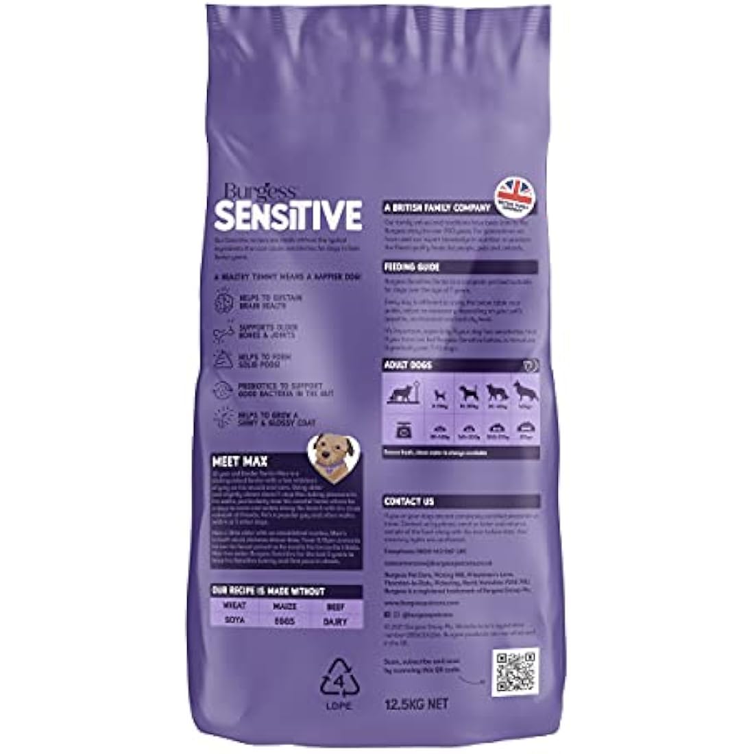 Burgess Sensitive Dry Senior Dog Food 7+ Rich in Turkey, 12.5 kg