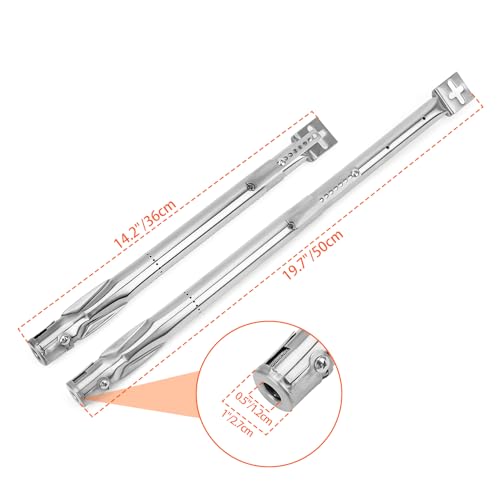 onlyfire 4pcs Universal Stainless Steel Gas Grill Burner Tube Replacement, Extendable from 36 cm to 50cm, Diameter 12 mm