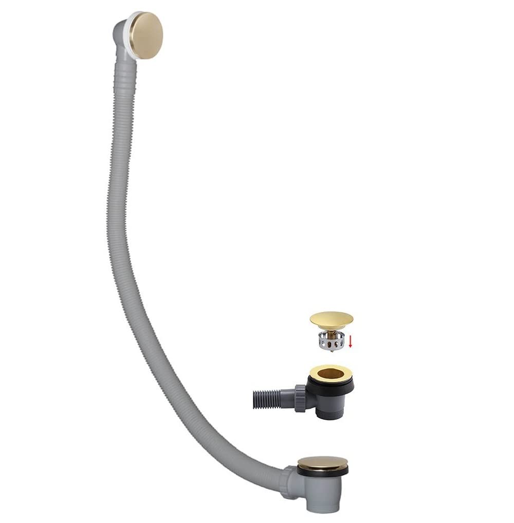 Brushed Brass Bath Waste and Overflow | 1.5 inch | Click Clack Design