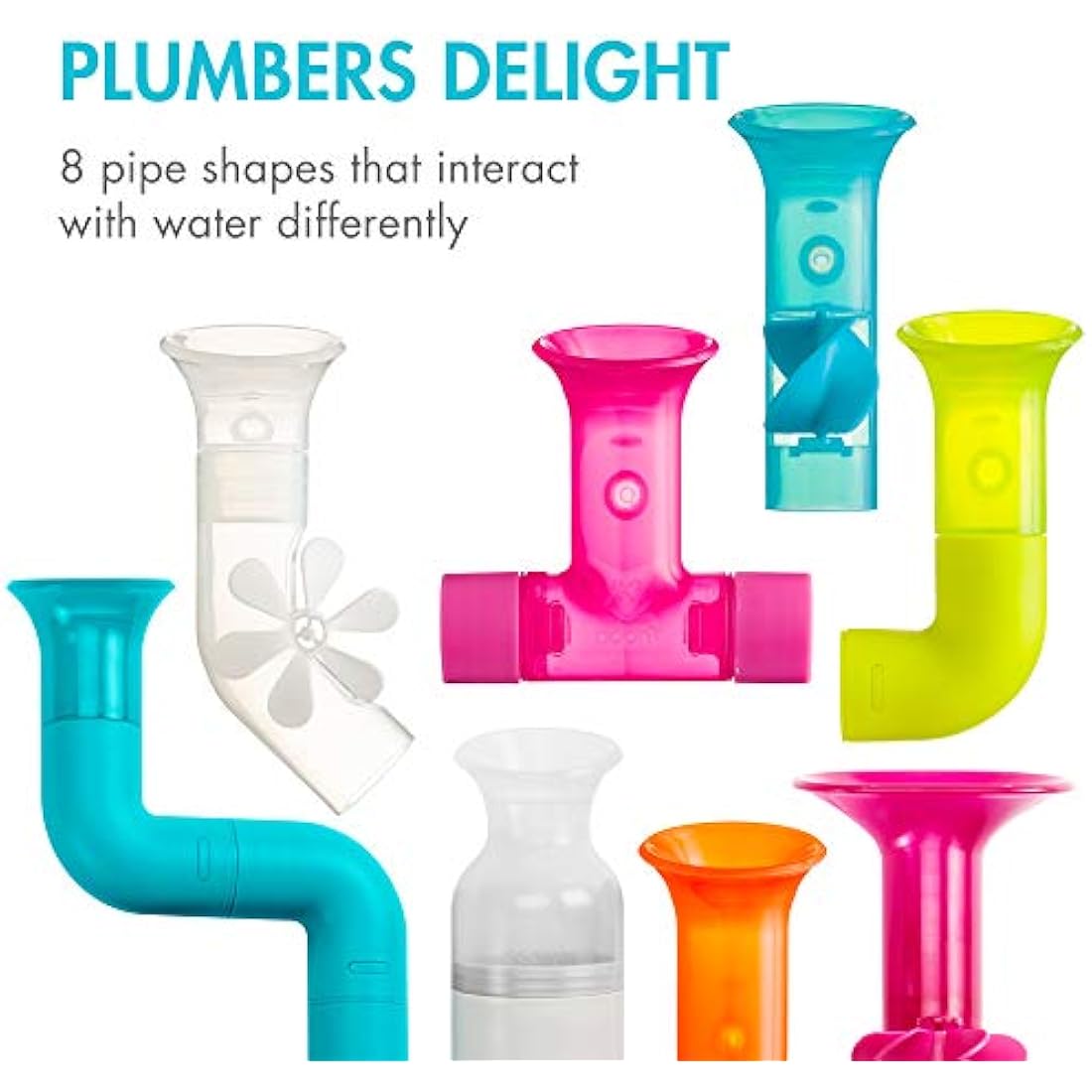 Boon Pipes Cogs Tubes Baby Bath Toy Bundle Bath Accessories for Babies and Toddlers Multicoloured Toddler Bath Toys for Boys and Girls Suitable for 1, 2, 3 & 4 Year Olds, Multi-Colour