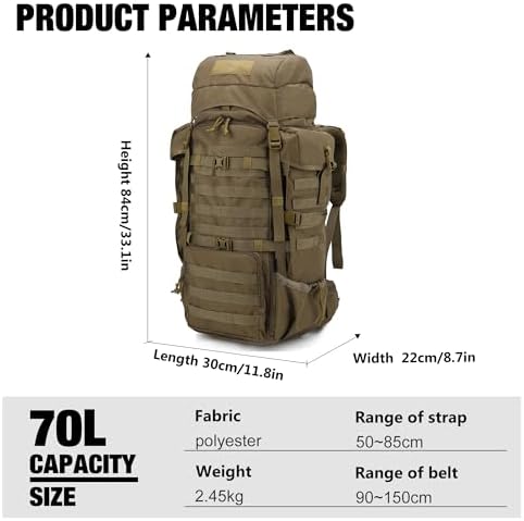 Mardingtop Tactical backpack Large Backpack Military Rucksack Hiking Backpack Camping Backpack Patrol Molle Pack with Rain Cover for Outdoor Trekking Mountaineering Hunting