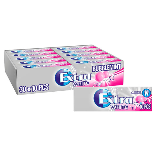 30 x Extra White Bubblemint Sugarfree Chewing Gum 10 Pieces