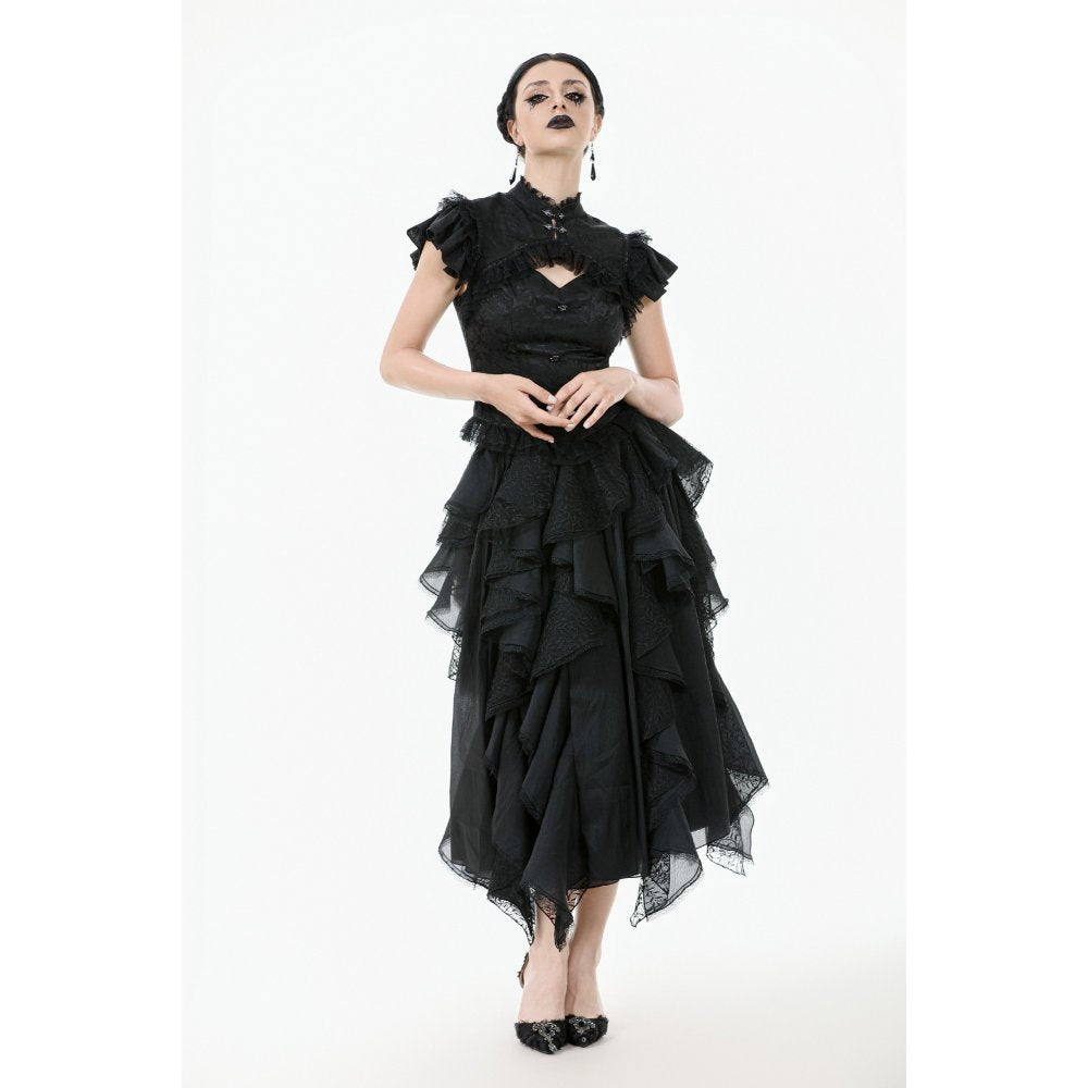 Dark in Love Seraphine Lace Shoulder Goth Top