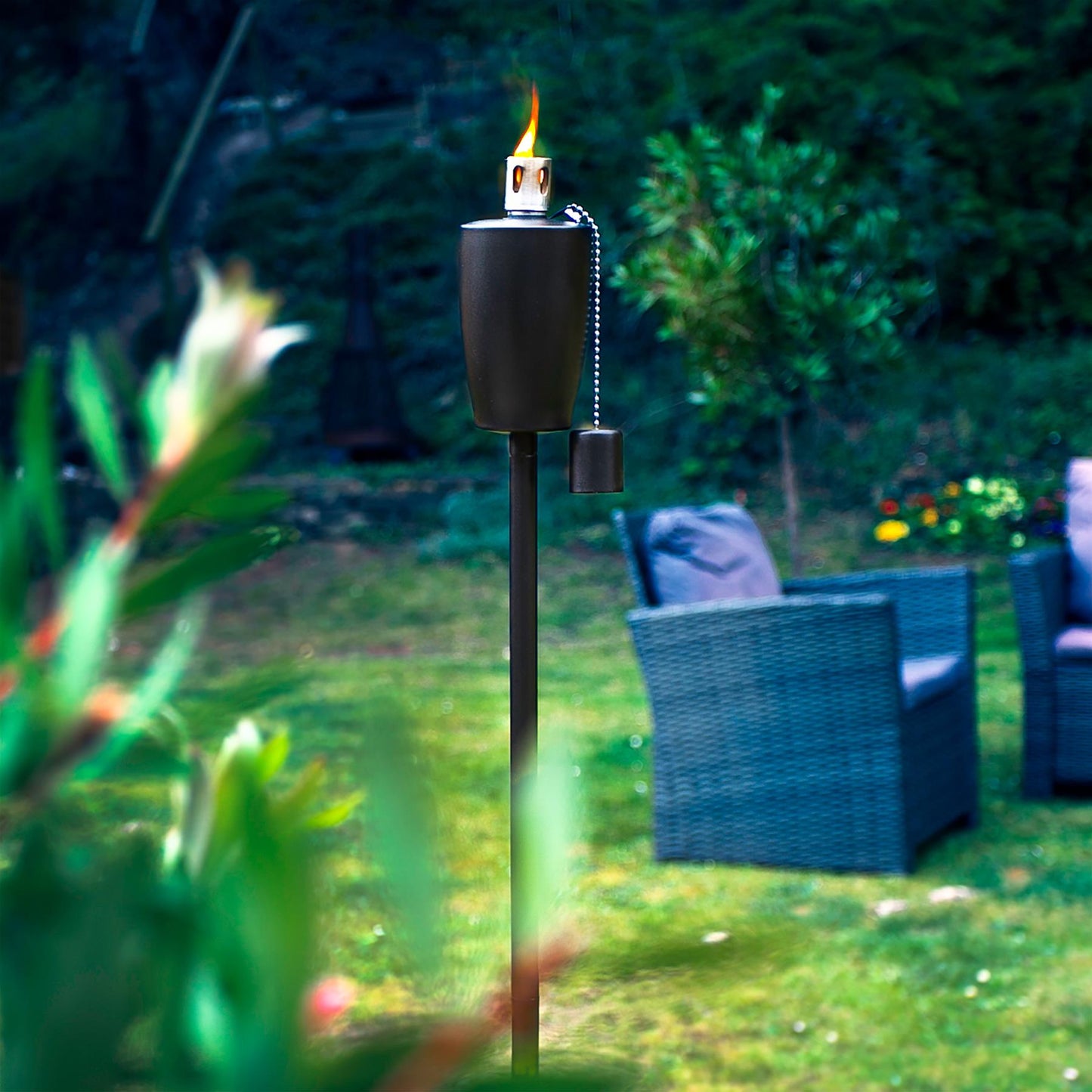 1.46m Metal Barrel Garden Fire Torches - Pack of 2