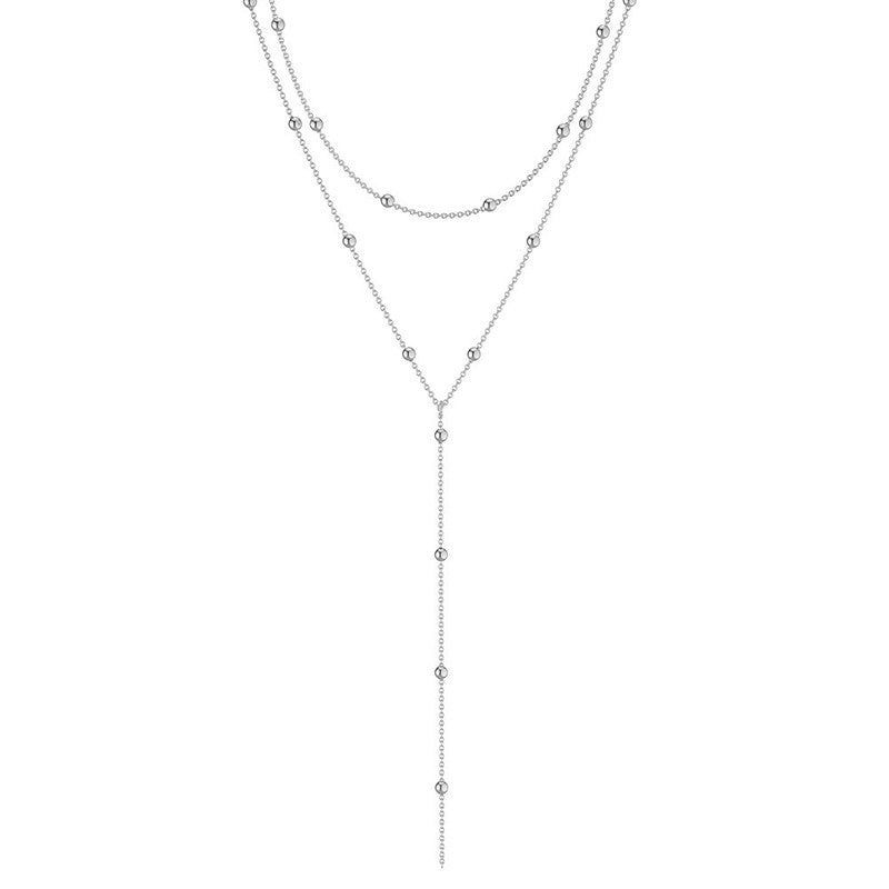 Fashion Long Necklace Simple Geometric Tassel Round Beads Clavicle Necklace
